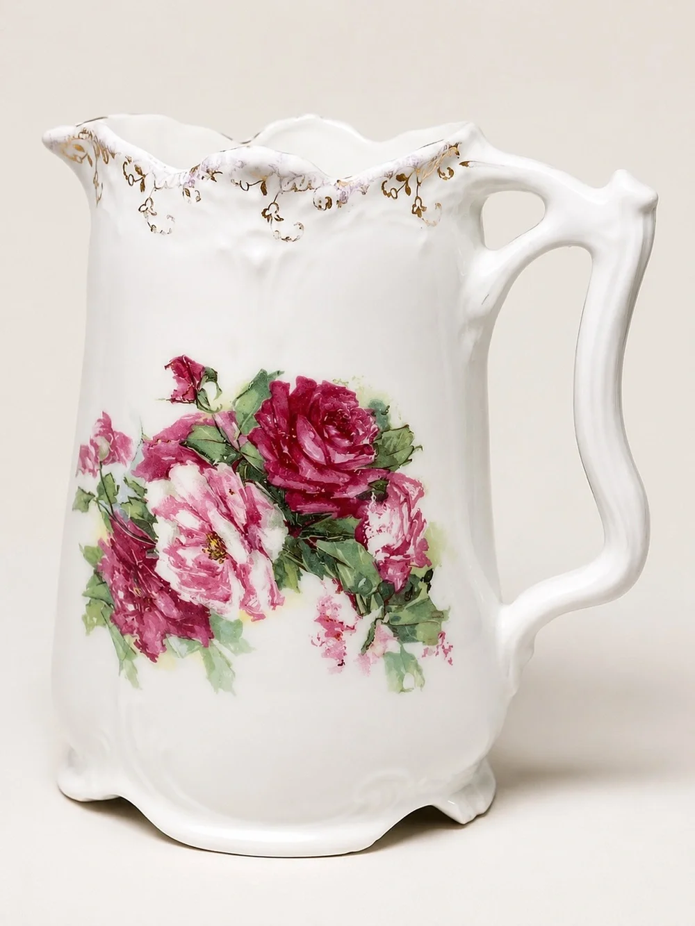 Vintage Old Foley Staffordshire Harmony Rose Porcelain Pitcher Gilt Floral Jugvi
